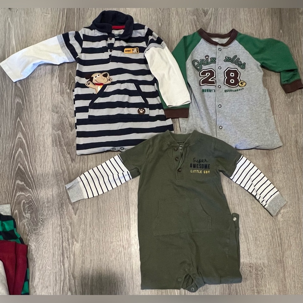 Three pantsuits one piece Carters long sleeve  size 24 months